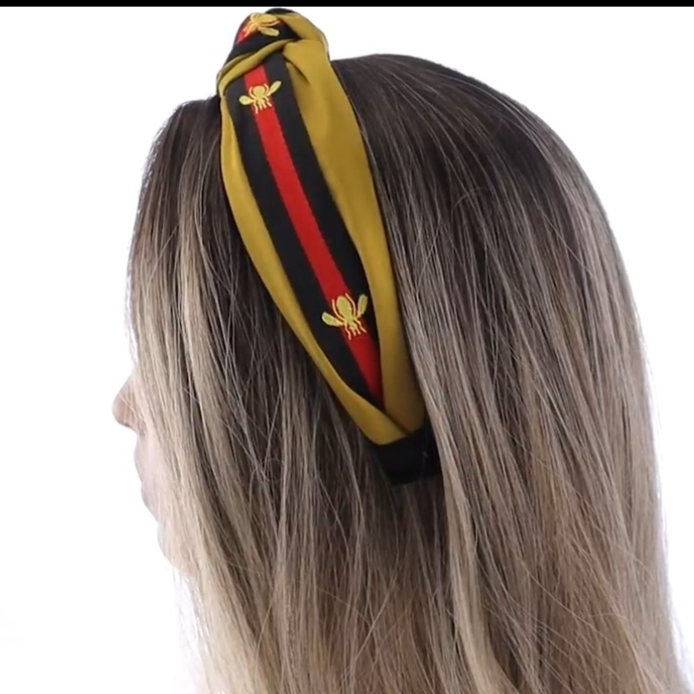 Fashion Headband with Red Stripe and 🐝-NWOT - Picture 2 of 13